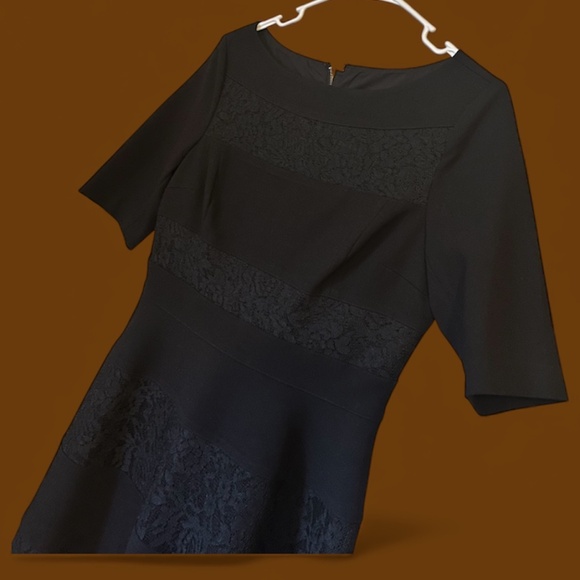 rickie freeman Teri Jon Women’s Black Tiered with Lace Detail Formal Dress Sz-8 - Picture 2 of 9